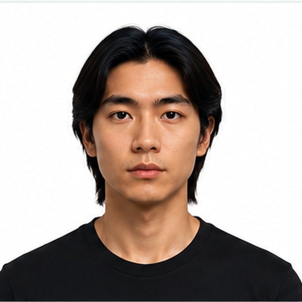 Approved-style front-facing passport portrait example